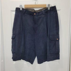 TOMMY BAHAMA 100% Silk Navy Short 36.  Beautiful and have a roomy - baggy fit.